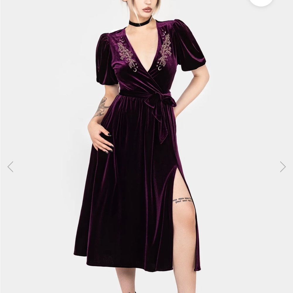 Hera Embroidered Midi Wrap Dress